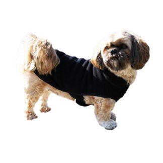 Polar fleece hundejakke sort-Ryg 24 cm - Fashion Dog