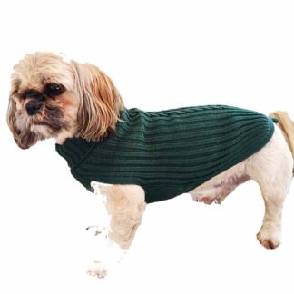 Grøn Hundesweater i merino uld-Ryg 24 cm - Fashion Dog