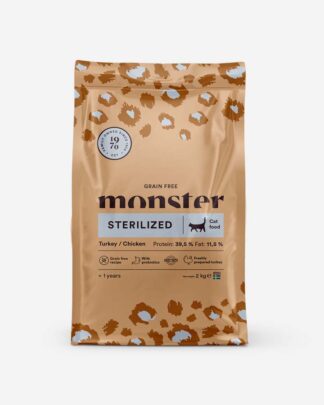 Monster Sterilized - Kornfrit, Kalkun og Kylling - 2kg - Monster