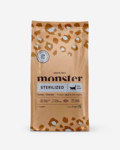 Monster Sterilized - Kornfrit, Kalkun og Kylling - 6kg - Monster