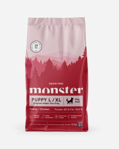 Monster Puppy Large Breed - Kornfrit, Kalkun og Kylling - 12kg - Monster