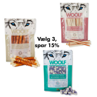 Hundegodbid Woolf kødbensformet med and/gulerødder, 100g - Woolf