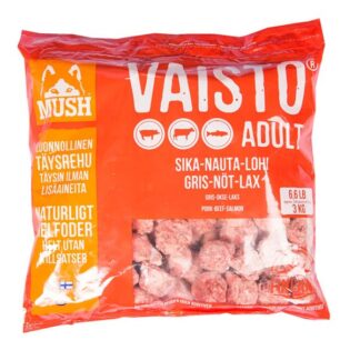 MUSH Vaisto Gris, Okse, Laks 10kg (rød) - Mush Vaisto